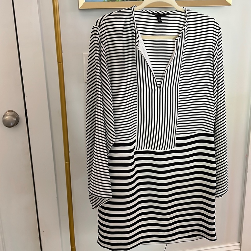 BCBG maxazria black and white stripe dress S